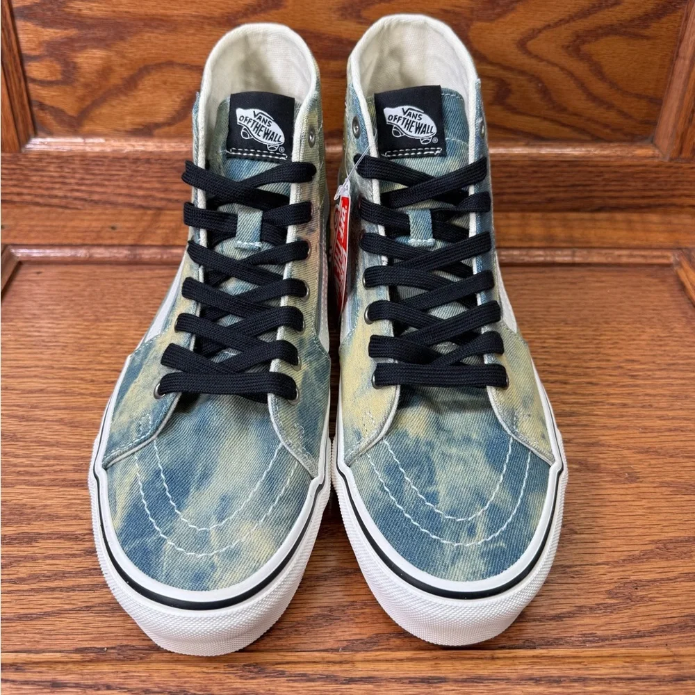 Vans Sk8 Hi Tapered Denim Embroidery Olive‎ White Shoes